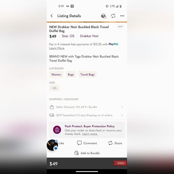 Drakkar Noir Buckled Black Traveler Duffle Bag Large NWT - Picture 12 of 12